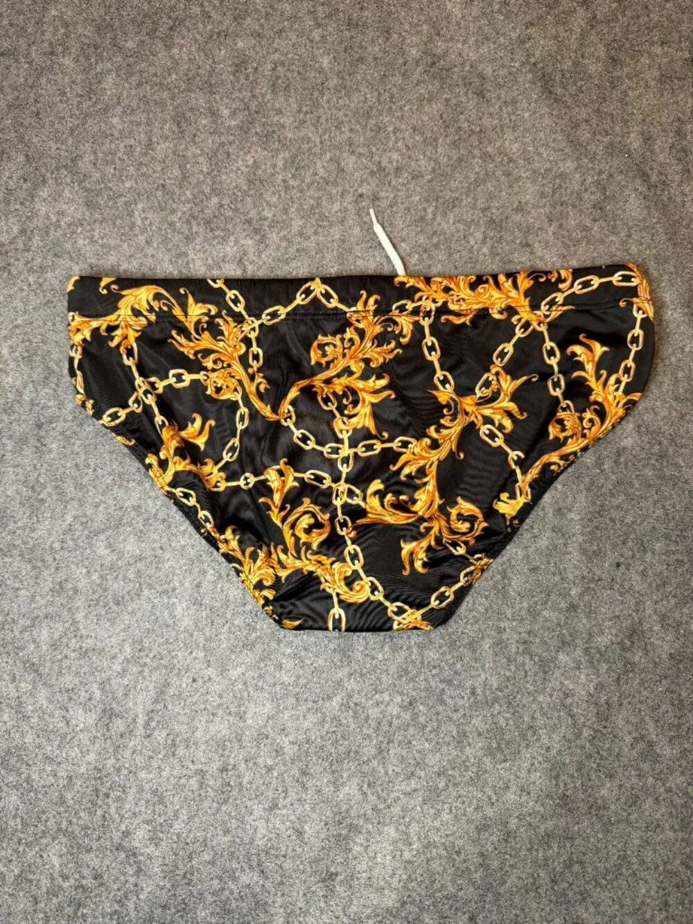 OBEACHSPORT Black Gold Baroque Chain Men’s Swim Brief XL